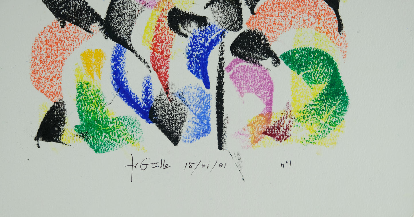 Françoise GALLE - Rose abstraite - Pastel signé