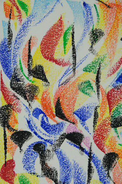 Françoise GALLE - Abstraction végétale - Pastel signé