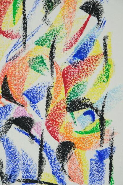 Françoise GALLE - Abstraction végétale - Pastel signé