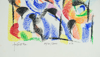 Françoise GALLE - Abstraction végétale - Pastel signé