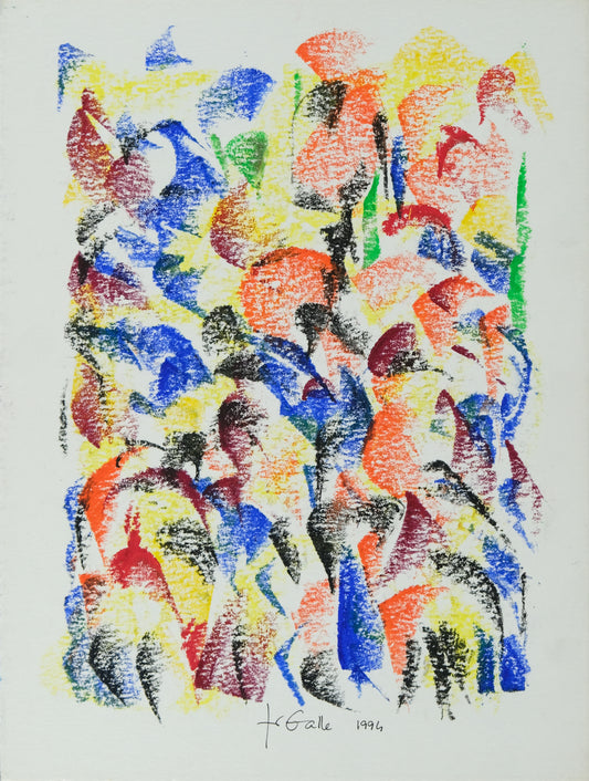 Françoise GALLE : Nuée d'oiseaux  - Pastel signé
