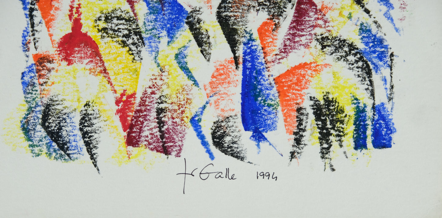 Françoise GALLE : Nuée d'oiseaux  - Pastel signé