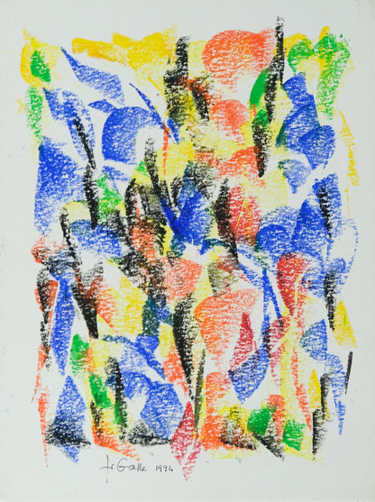 Françoise GALLE - Composition abstraite - Pastel signé