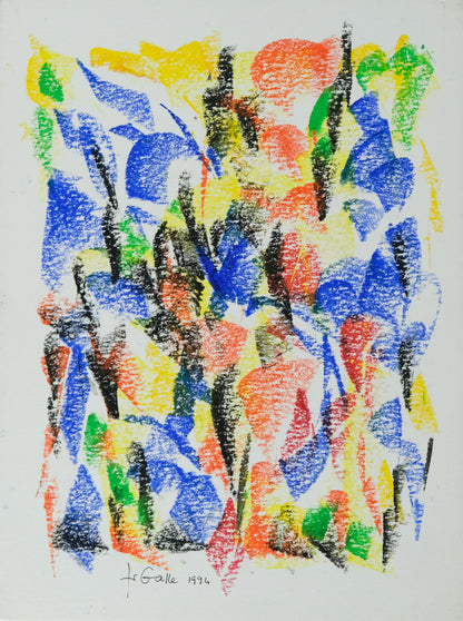 Françoise GALLE - Composition abstraite - Pastel signé