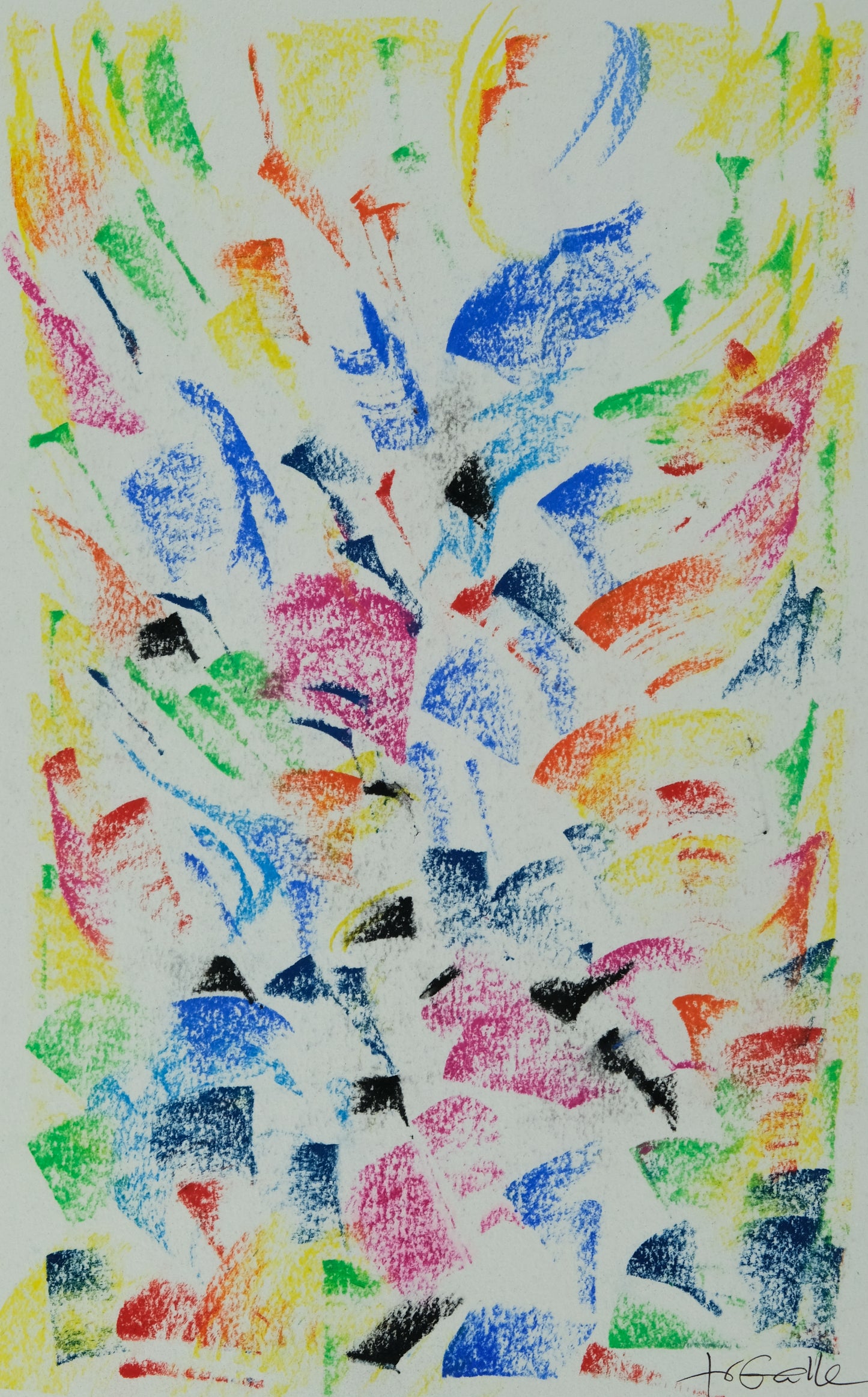 Françoise GALLE - Onde rose fugace - Pastel signé