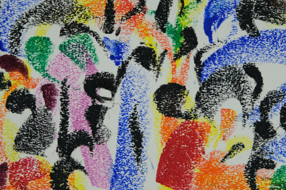 Françoise GALLE - Scène de genre abstraite - Pastel signé