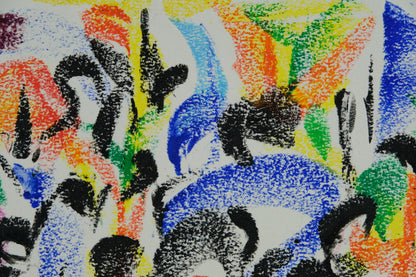 Françoise GALLE - Scène de genre abstraite - Pastel signé