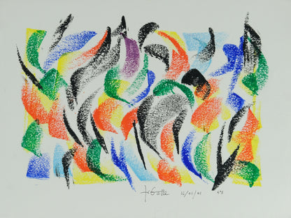 Françoise GALLE - La danse abstraite - Pastel signé