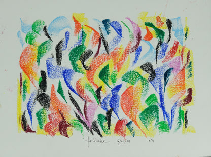 Françoise GALLE - Craie du vente abstrait - Pastel signé