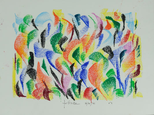 Françoise GALLE - Craie du vente abstrait - Pastel signé