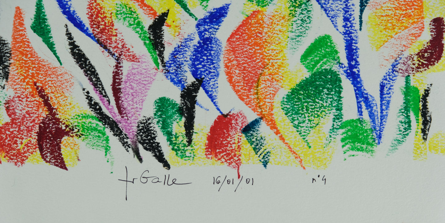 Françoise GALLE - Craie du vente abstrait - Pastel signé