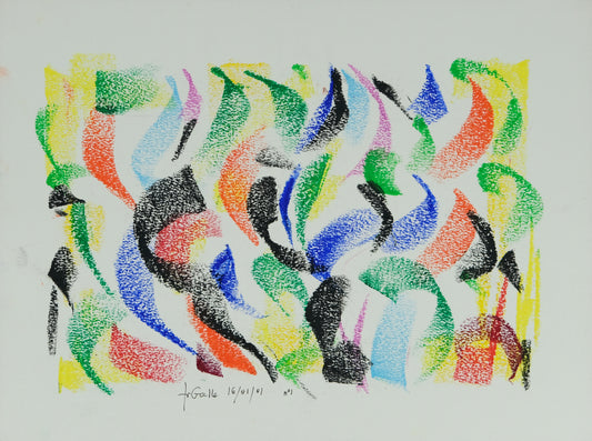 Françoise GALLE - Vibration colorée - Pastel signé