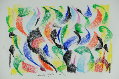 Françoise GALLE - Vibration colorée - Pastel signé