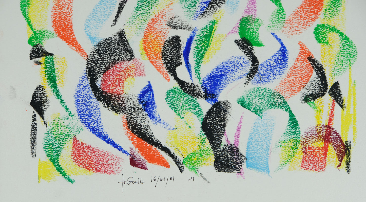 Françoise GALLE - Vibration colorée - Pastel signé