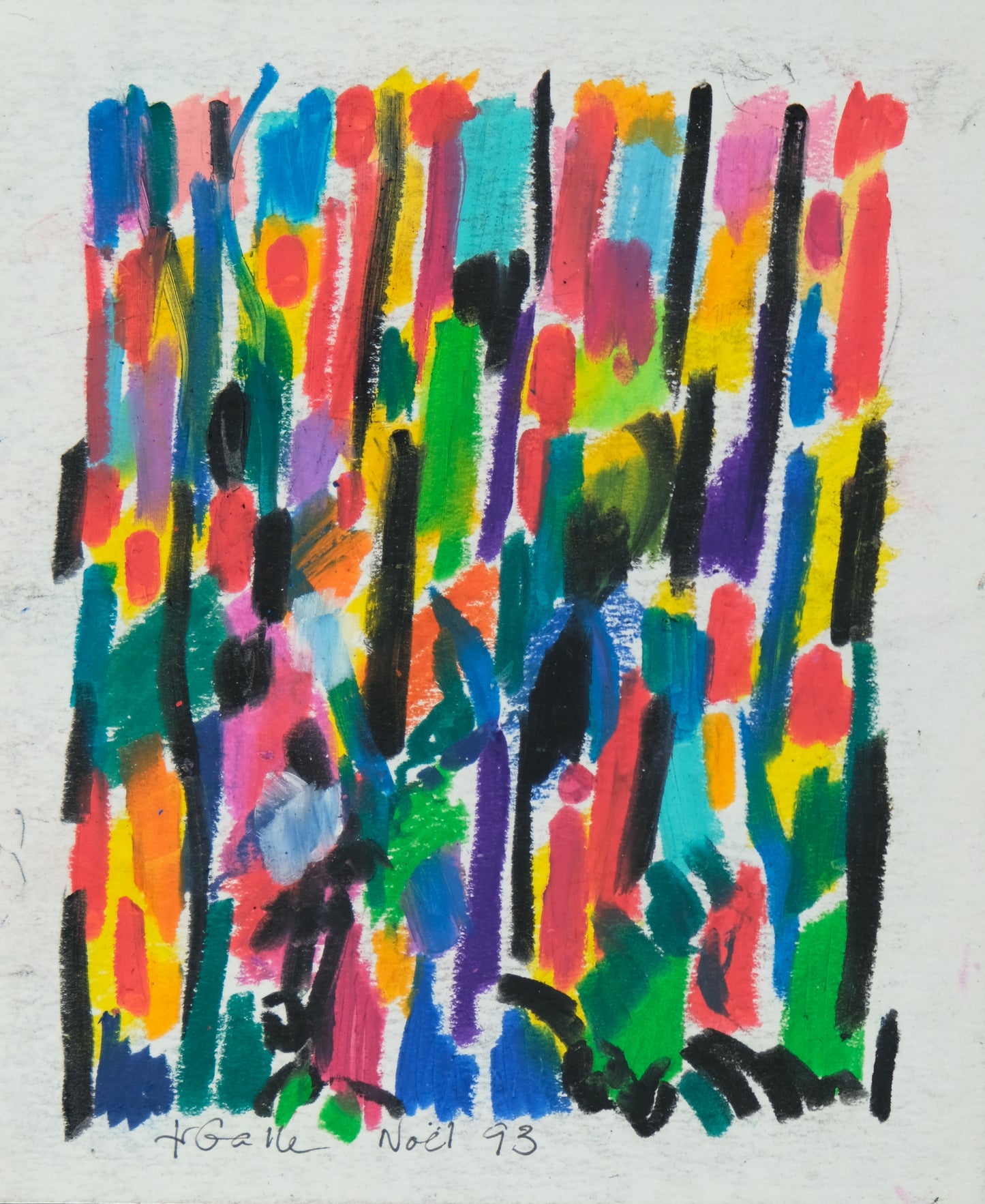 Françoise GALLE : Silhouettes abstraites - Pastel signé