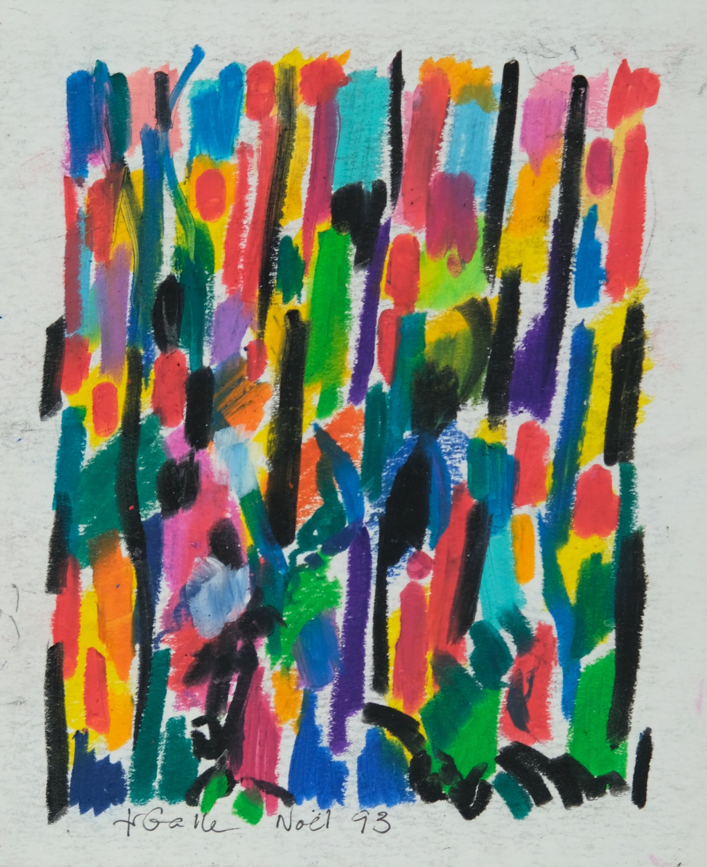 Françoise GALLE : Silhouettes abstraites - Pastel signé