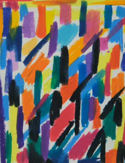 Françoise GALLE : Abstraction colorée - Pastel signé