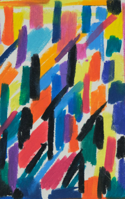 Françoise GALLE : Abstraction colorée - Pastel signé
