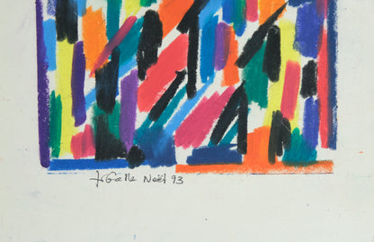 Françoise GALLE : Abstraction colorée - Pastel signé