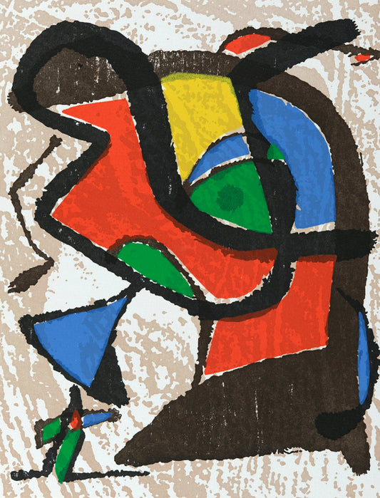 Joan MIRO : Femme et oiseau - Gravure originale en couleurs