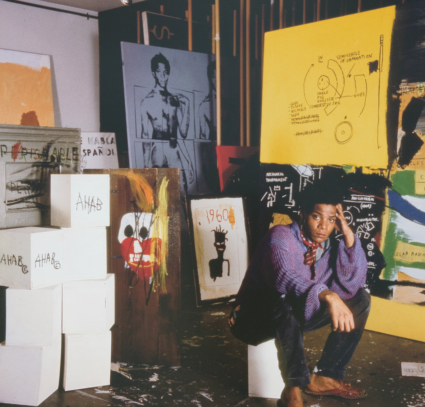 Jean Michel BASQUIAT : At Great Sones Street's studio - Affiche originale en couleurs