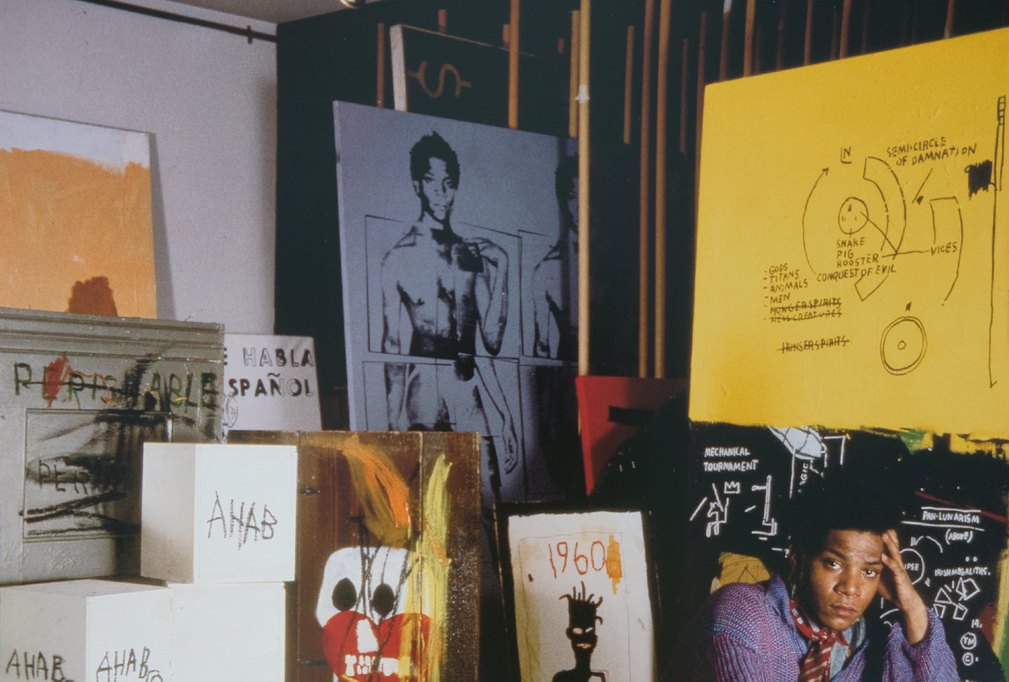 Jean Michel BASQUIAT : At Great Sones Street's studio - Affiche originale en couleurs