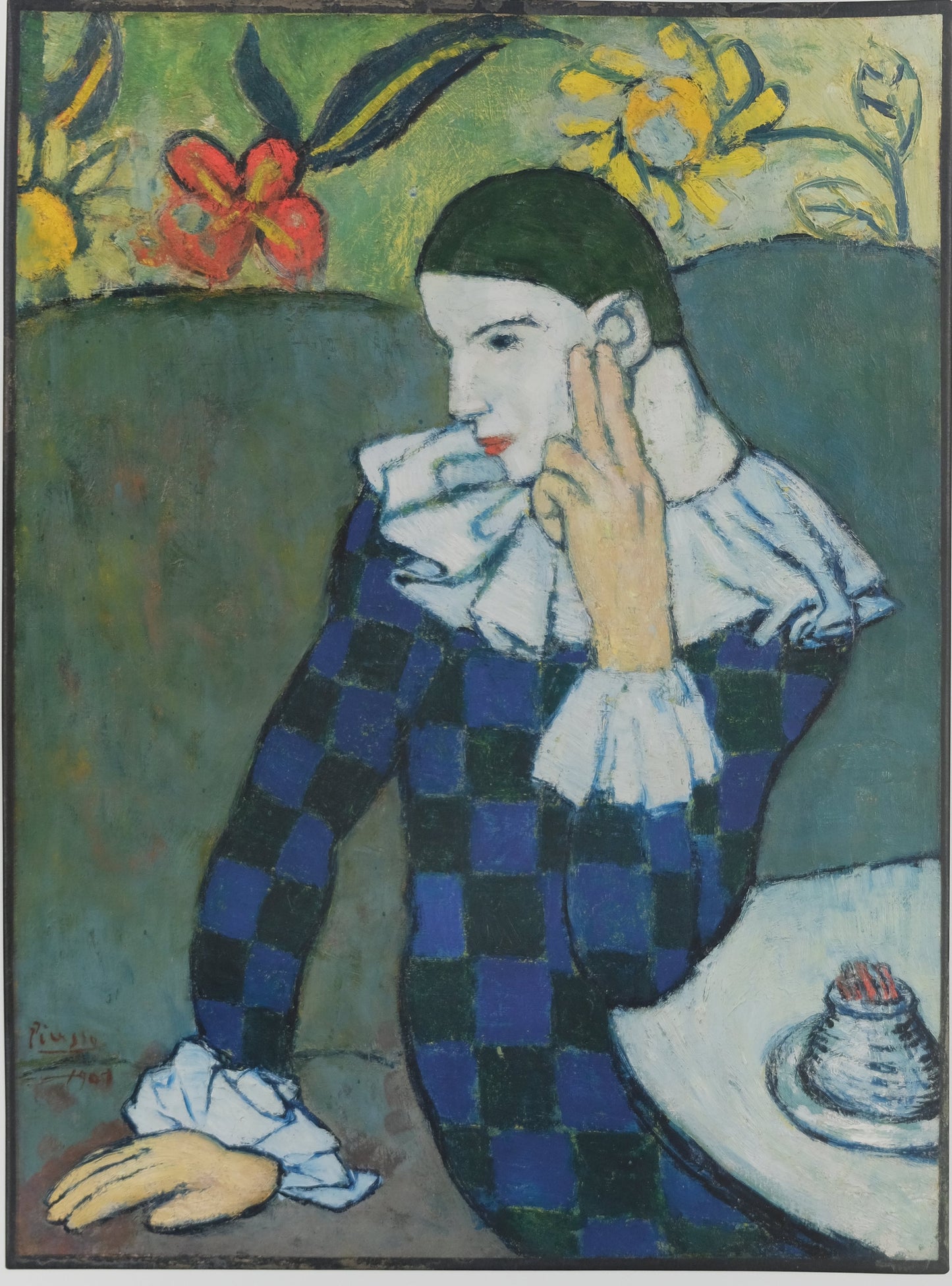 Pablo PICASSO : Arlequin assis - Affiche originale signée