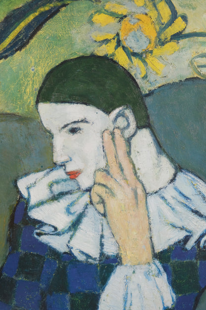 Pablo PICASSO : Arlequin assis - Affiche originale signée