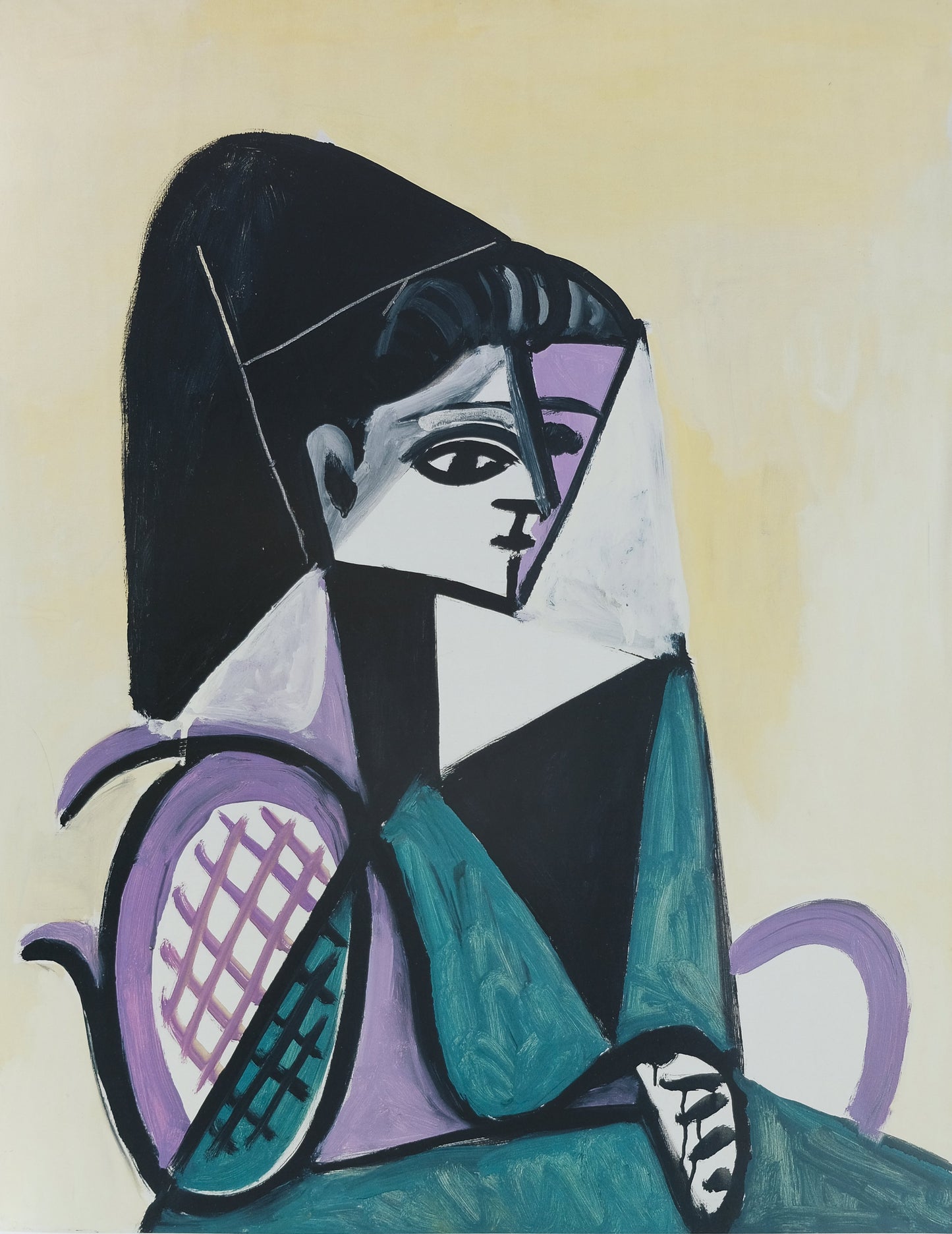 Pablo PICASSO : Portrait de femme à la robe verte - Affiche originale en couleurs