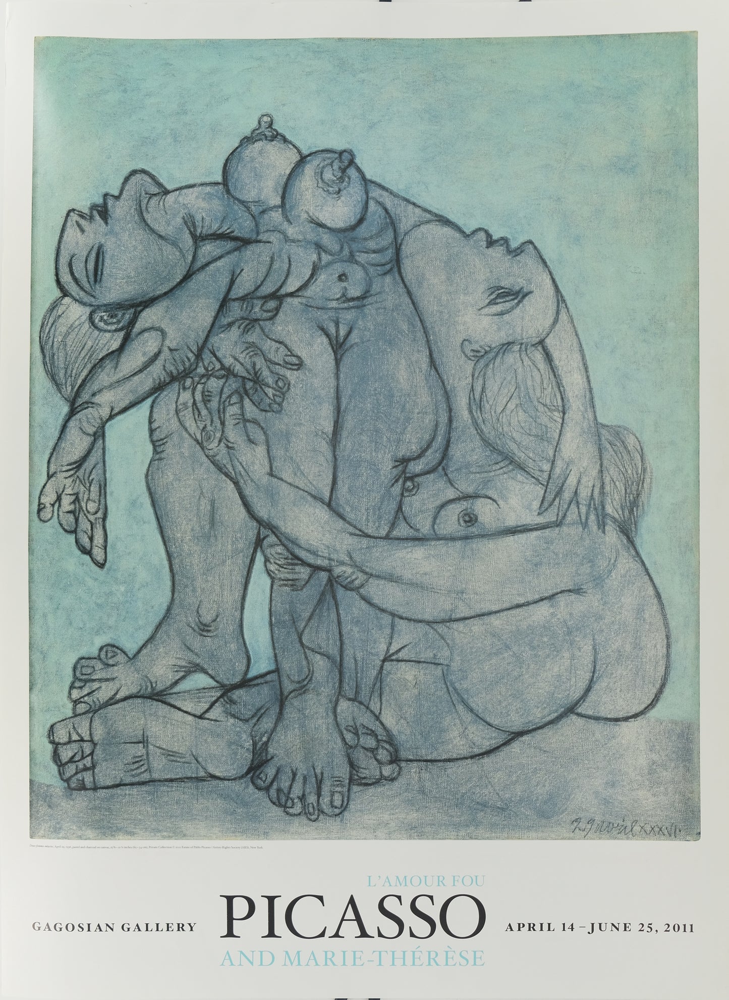 Pablo PICASSO : Deux femmes enlacées - Affiche originale en couleurs