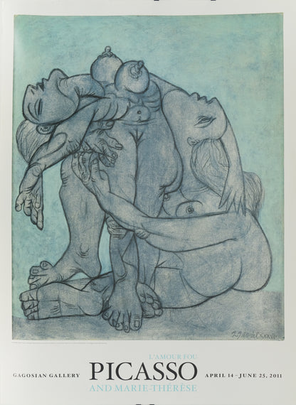 Pablo PICASSO : Deux femmes enlacées - Affiche originale en couleurs