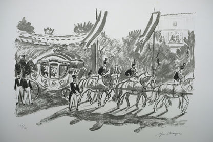 Yves BRAYER : Le carrosse du couronnement - Lithographie originale signée