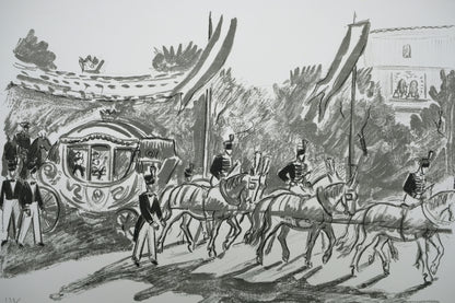 Yves BRAYER : Le carrosse du couronnement - Lithographie originale signée