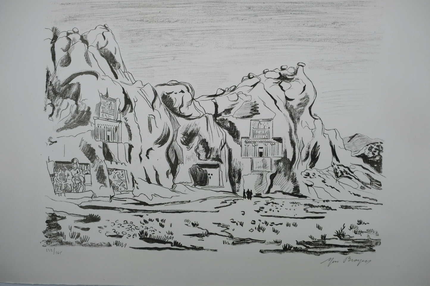 Yves BRAYER : Les tombeaux des rois Achemenides - Lithographie originale signée
