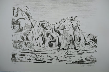 Yves BRAYER : Les tombeaux des rois Achemenides - Lithographie originale signée