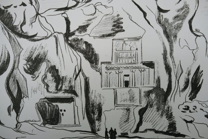 Yves BRAYER : Les tombeaux des rois Achemenides - Lithographie originale signée
