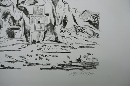 Yves BRAYER : Les tombeaux des rois Achemenides - Lithographie originale signée