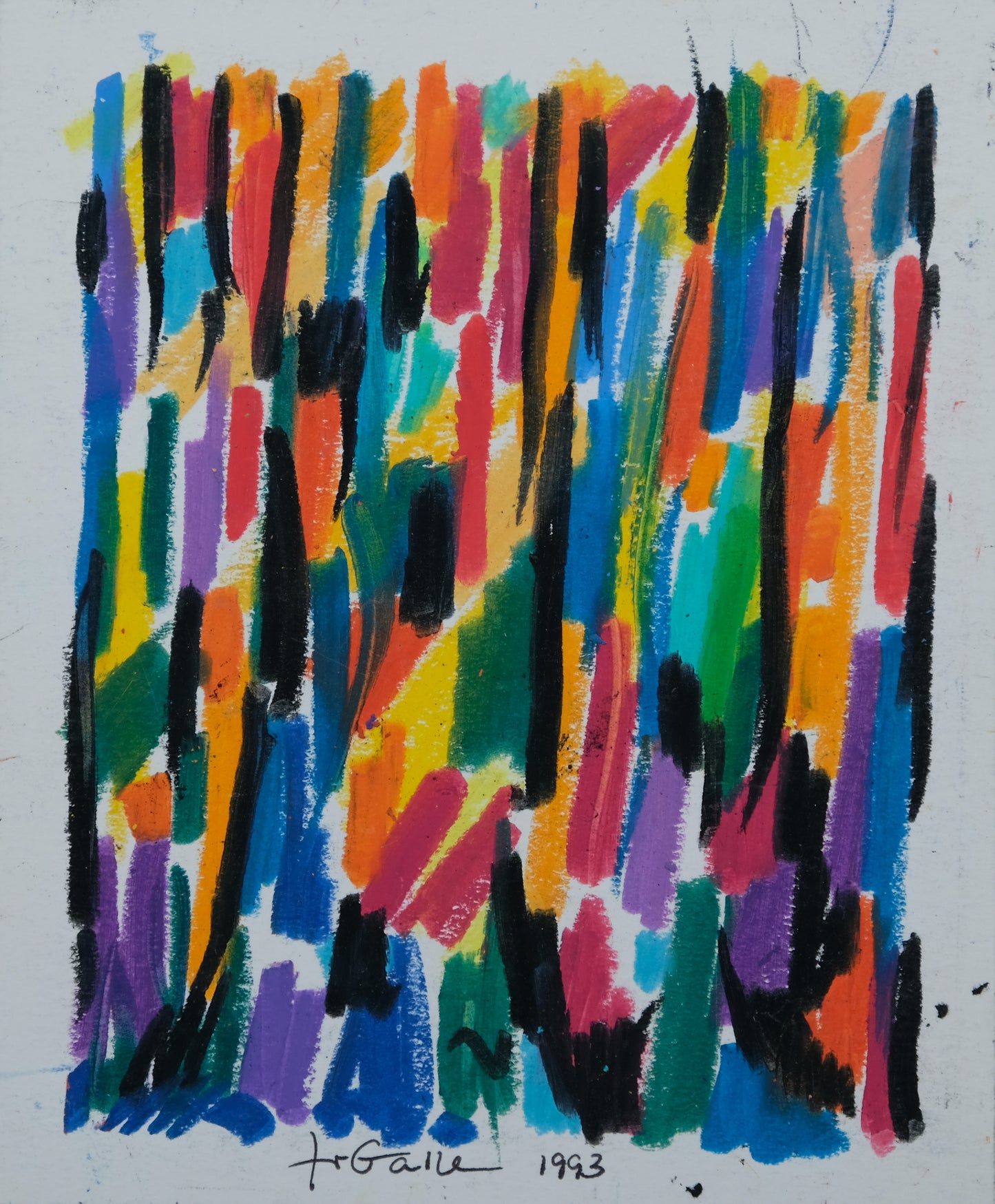 Françoise GALLE : Tronc d'arbres - Pastel signé