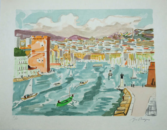 Yves BRAYER : La passe du Vieux-Port - Lithographie originale signée