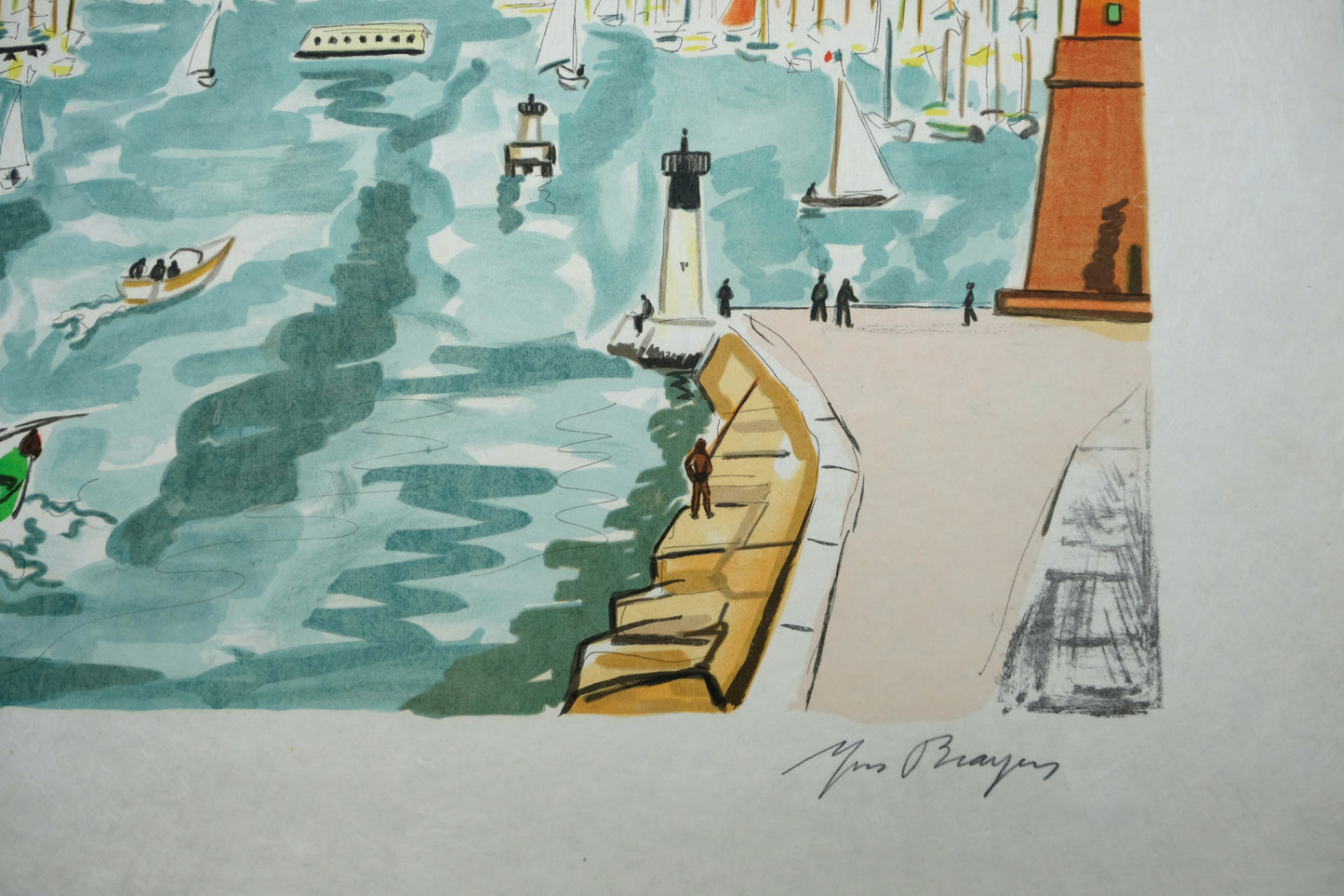 Yves BRAYER : La passe du Vieux-Port - Lithographie originale signée