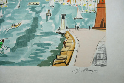 Yves BRAYER : La passe du Vieux-Port - Lithographie originale signée