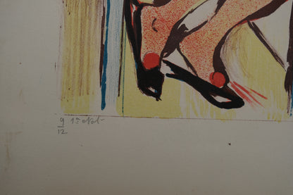 François DESNOYER : La femme au comptoir - Lithographie originale signée