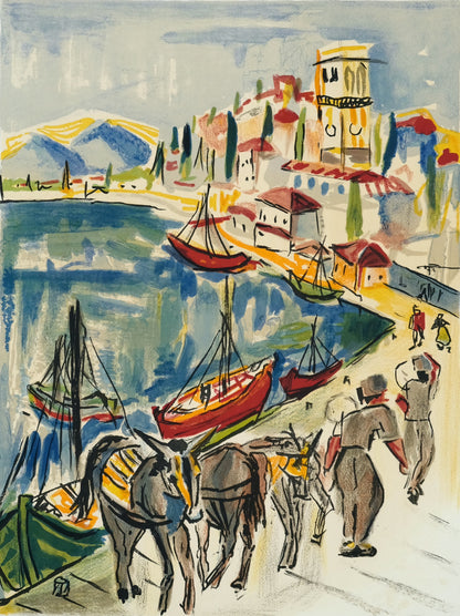 François DESNOYER : Les transporteurs d'Égine - Lithographie originale signée