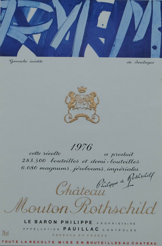 Pierre SOULAGES : Étiquette originale de vin – Château Mouton Rothschild 1976