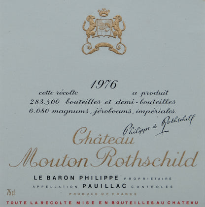 Pierre SOULAGES : Étiquette originale de vin – Château Mouton Rothschild 1976