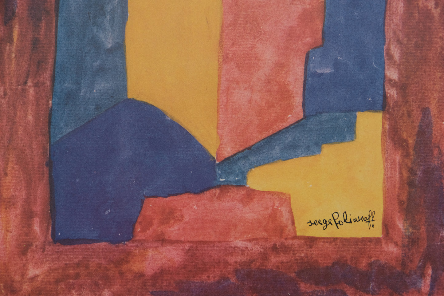 Serge POLIAKOFF : Composition bleue, rouge et jaune - Lithographie