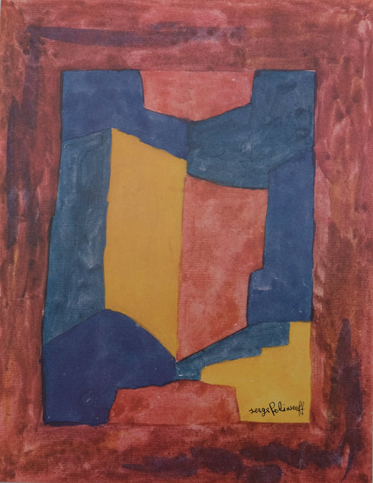 Serge POLIAKOFF : Composition bleue, rouge et jaune - Lithographie