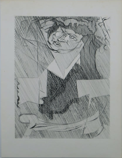 Jacques VILLON : Homme cubiste - Gravure originale signée