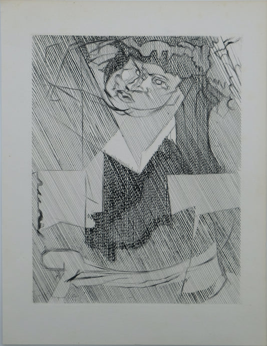 Jacques VILLON : Homme cubiste - Gravure originale signée