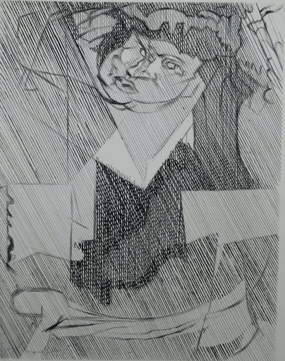 Jacques VILLON : Homme cubiste - Gravure originale signée